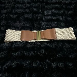 Brown & White Crocheted Belt